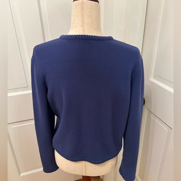 NWOT Ann Taylor Braided Trim Sweater Jacket Blue w Gold Buttons Sz Large - Picture 8 of 11